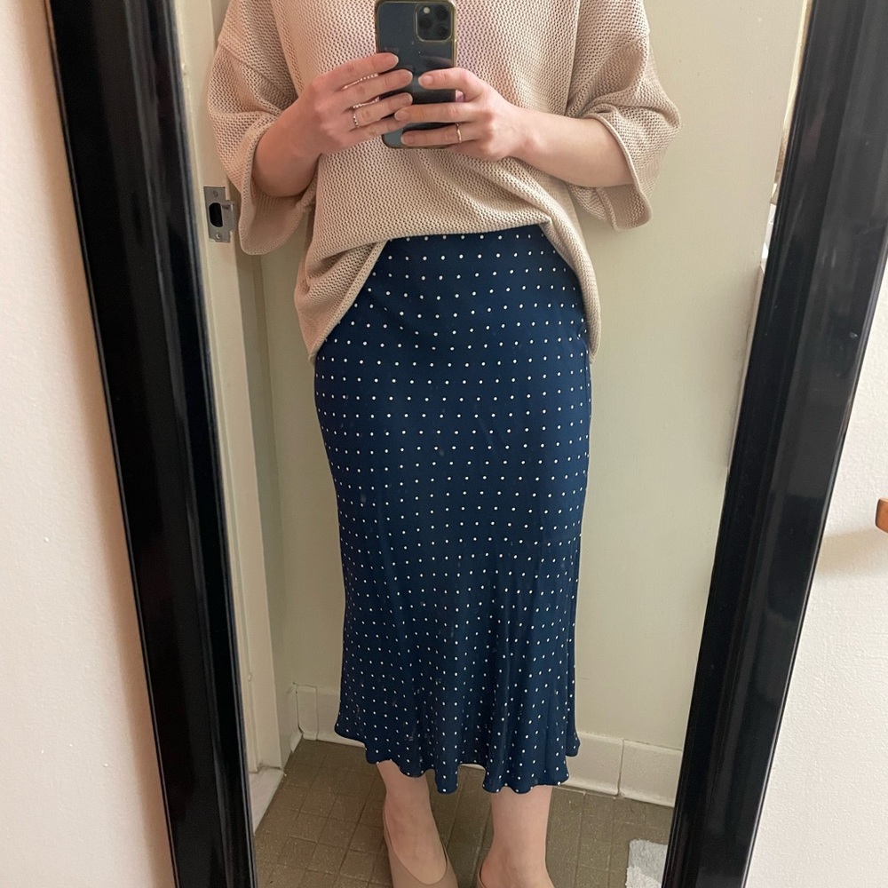 Madewell Navy Polka Dot Skirt